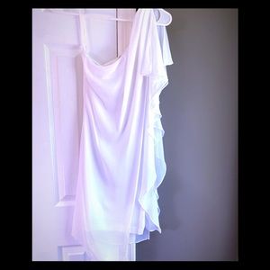 Bebe one shoulder chiffon white dress size small
